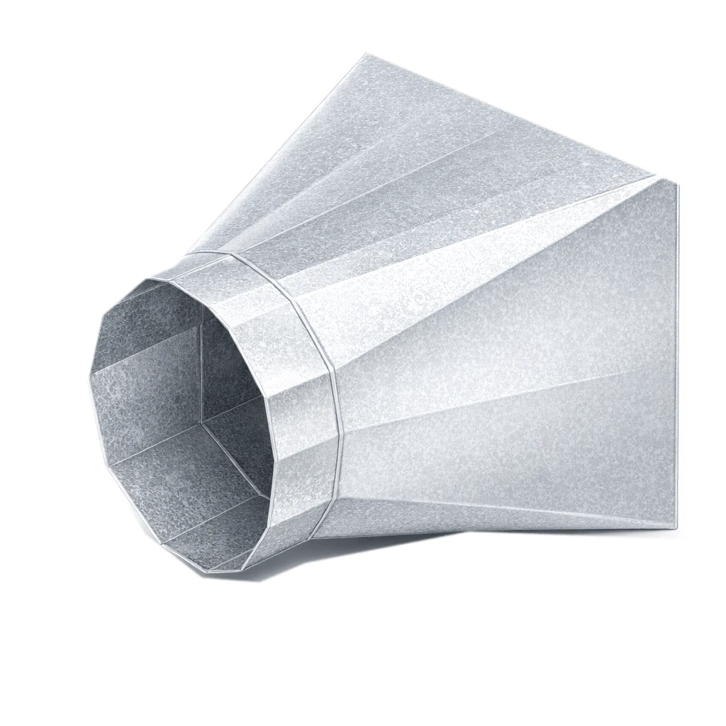 Galvanized square-to-round adapter