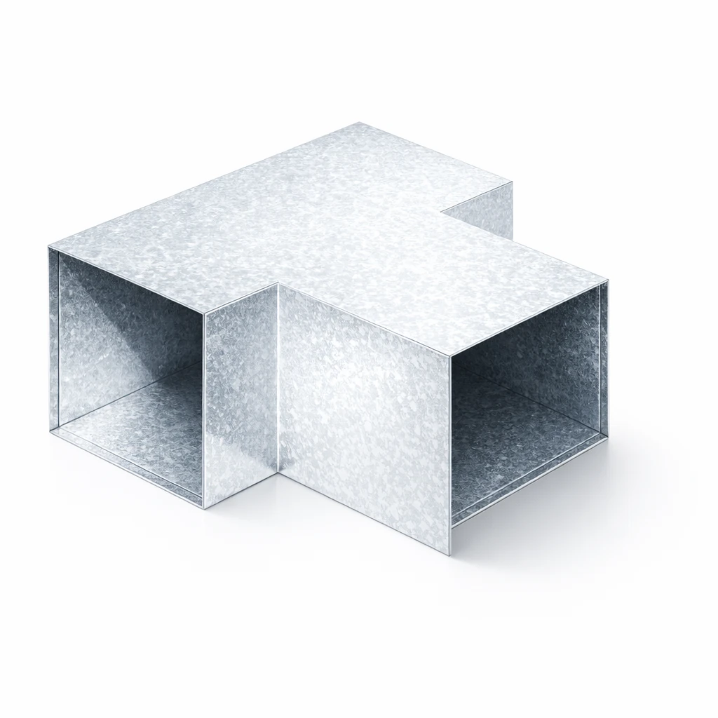 Galvanized rectangular tee